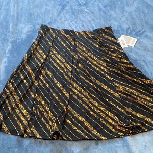 LuLaRoe Womens Black/Gold Madison Skirt Large